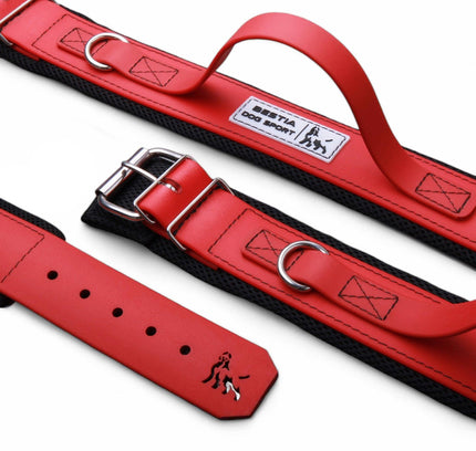 BESTIA DOG SPORT HANDLE COLLAR ALL RED-0