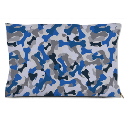 Bone Camo Blue Dog Bed