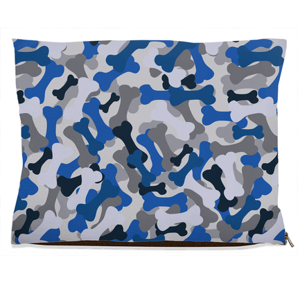 Bone Camo Blue Dog Bed-3