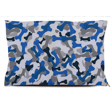 Bone Camo Blue Dog Bed