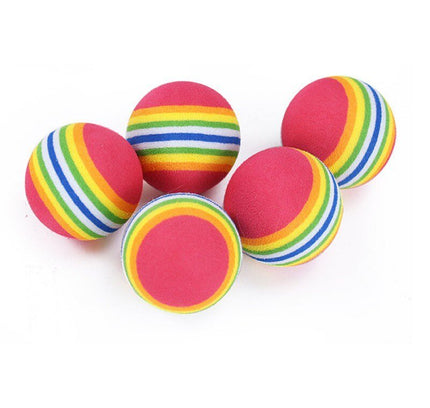 1Set Fun Rainbow Ball Cat Toy Colorful Ball Interactive Pet Kitten Scratch Natural Foam Ball Training Pet Supplies Product-4