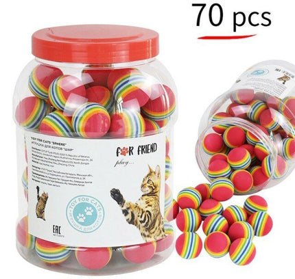 1Set Fun Rainbow Ball Cat Toy Colorful Ball Interactive Pet Kitten Scratch Natural Foam Ball Training Pet Supplies Product-3