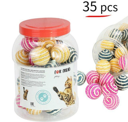 1Set Fun Rainbow Ball Cat Toy Colorful Ball Interactive Pet Kitten Scratch Natural Foam Ball Training Pet Supplies Product-2