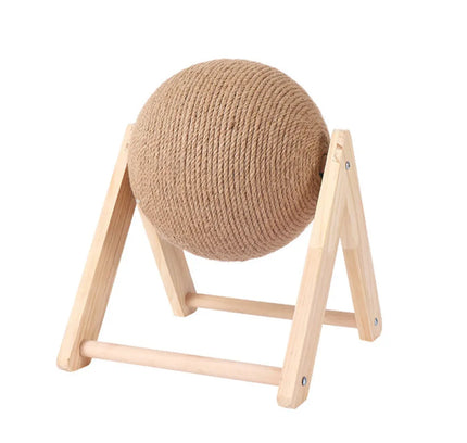 Vibe Geeks Cat Wooden Scratching Post Interactive Sisal Pet Scratching Ball
