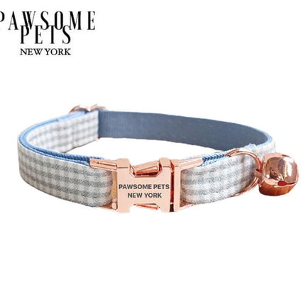 SMALL SIZE DOG & CAT COLLAR - BLUE GREY STRIPE-0