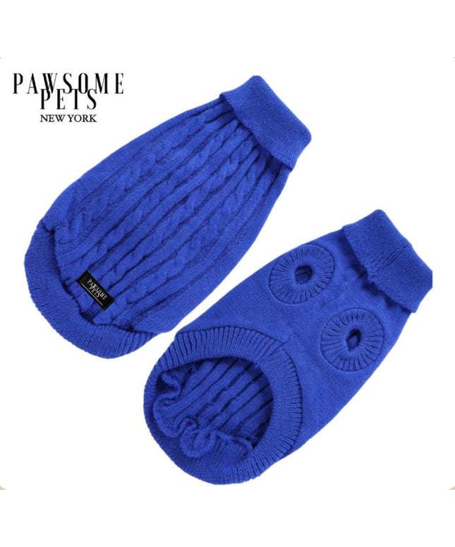 DOG AND CAT CABLE KNIT SWEATER - DARK BLUE-0