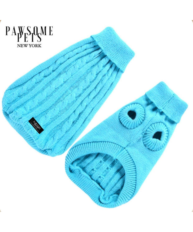 DOG AND CAT CABLE KNIT SWEATER - SKY BLUE-0