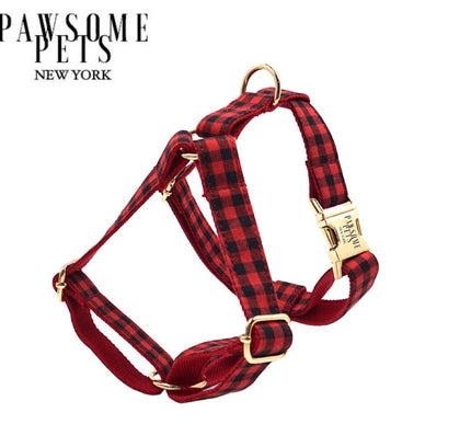 STEP IN HARNESS - RED BLACK STRIPE-0