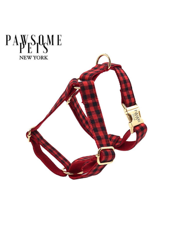 STEP IN HARNESS - RED BLACK STRIPE-0