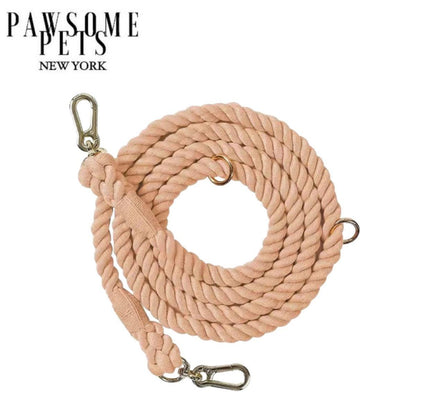 HANDS FREE DOG ROPE LEASH - COTTON CORAL-0