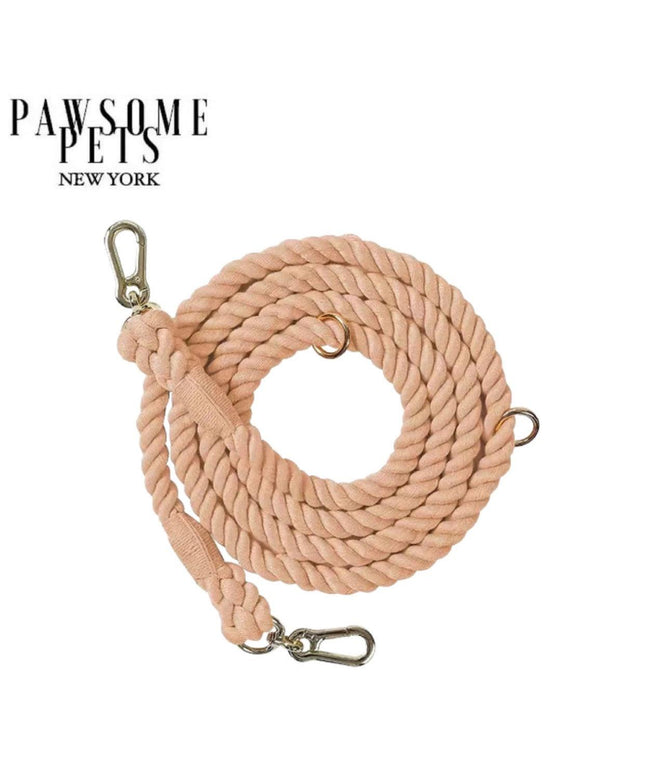 HANDS FREE DOG ROPE LEASH - COTTON CORAL-0