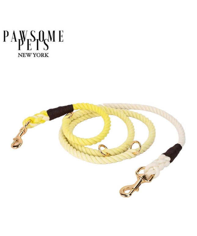 HANDS FREE DOG ROPE LEASH - OMBRE LIGHT YELLOW-0