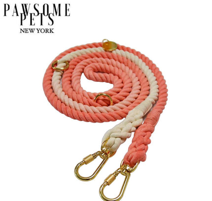 HANDS FREE DOG ROPE LEASH - OMBRE LIGHT CORAL-0