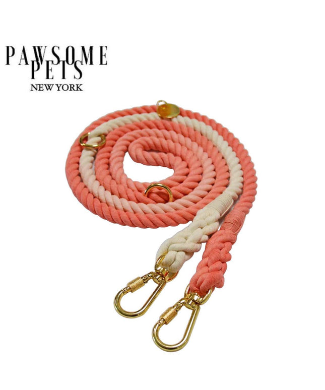 HANDS FREE DOG ROPE LEASH - OMBRE LIGHT CORAL-0