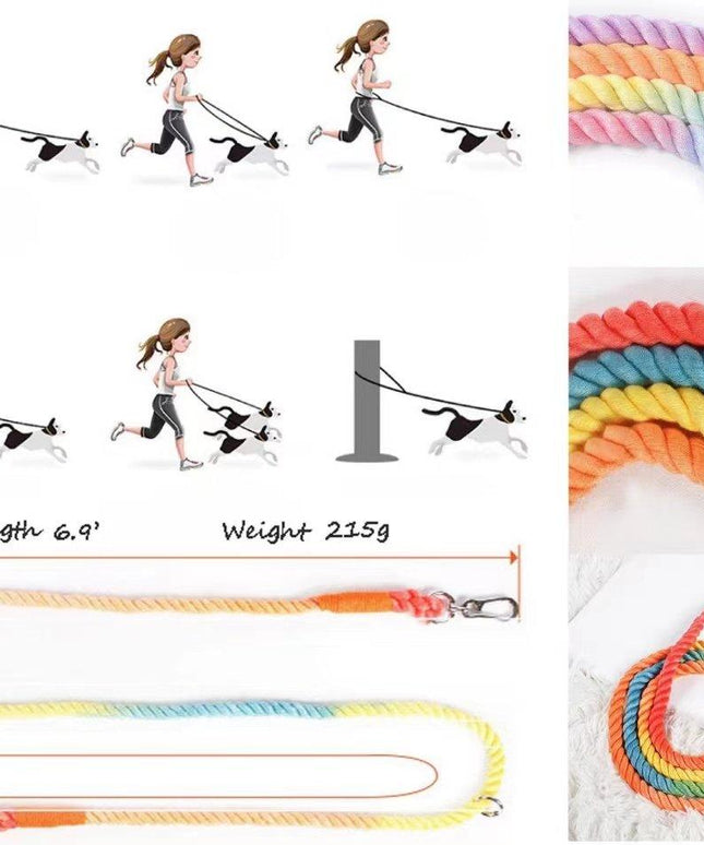 HANDS FREE DOG ROPE LEASH - COTTON CORAL-1