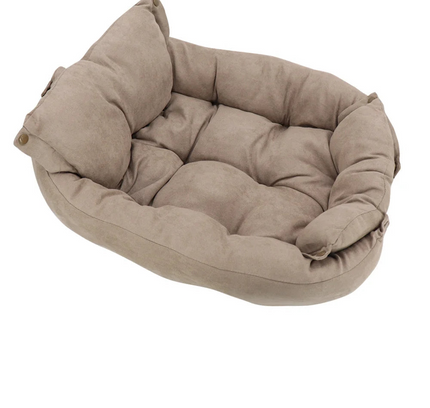 3-in-1 Multifunction Dog And Cat Bed Soft Cotton Convertible Pet Mat Brown-0