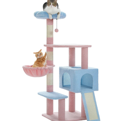 Flower Cat Tree Multi-Level Cat Tower with Sisal Covered Scratching Posts Cute Cat Condo for Indoor Small Medium Cats Top Perch-5