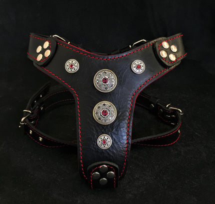 The ''Bijou'' harness Black & Red Small to Medium Size