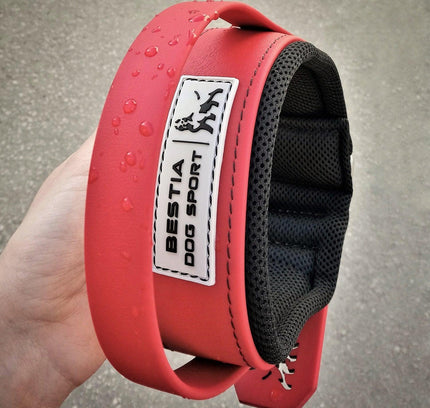 BESTIA DOG SPORT HANDLE COLLAR ALL RED-2