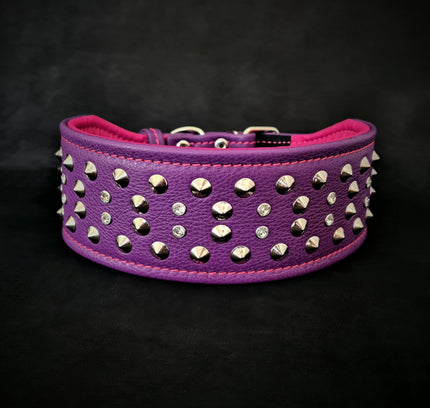 "Crystal" 2.8 inch wide soft leather collar-0