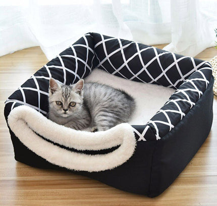 Detachable Soft Kennel Cat Bed Breathable Cat Pet Cave House Sleeping Bag Mat Pad Tent Pets Winter Warm Cozy Beds 11 Colors-0
