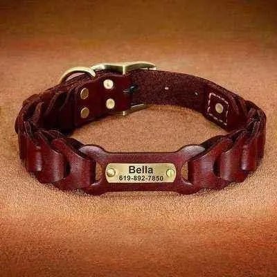 Didog Personalised Leather Dog Collar