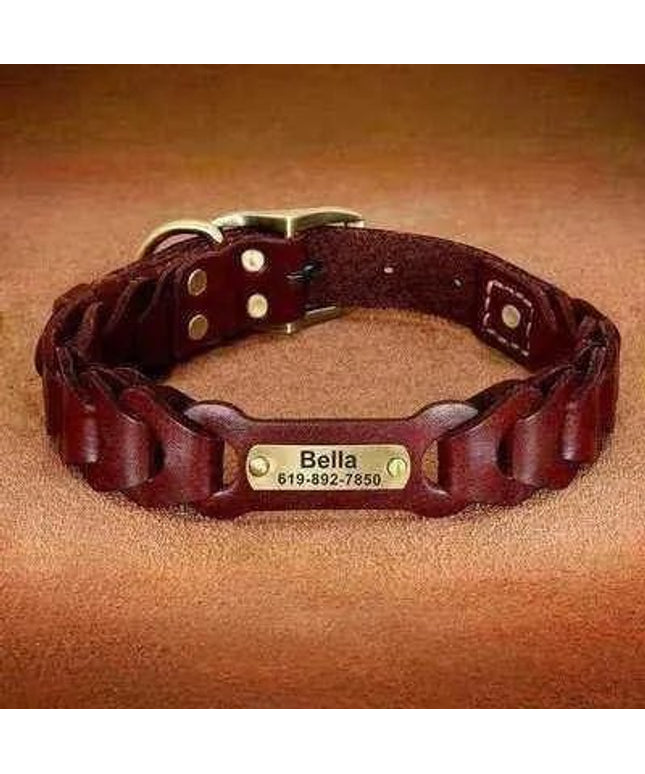 Didog Personalised Leather Dog Collar