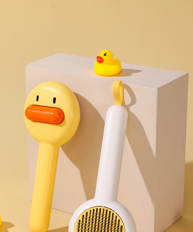 The "Yellow Duck" Grooming Brush (Soft Detangle & Hair Removal)