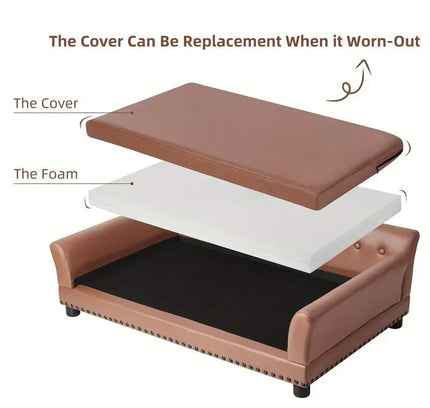 Leather Large Dog Sofa Lounge with Cushion-2