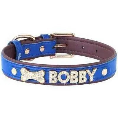 Luxury Rhinestone Pet Collar with Letter Charm-3