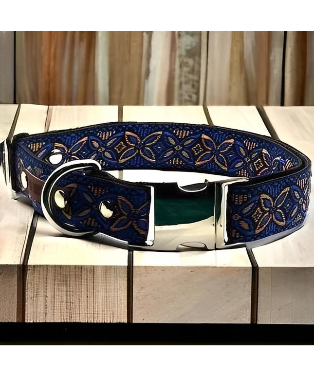 Majestic Cotton Dog Collar with Custom Engraving-0