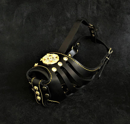'Maximus'' Basket Muzzle Black & Gold-0