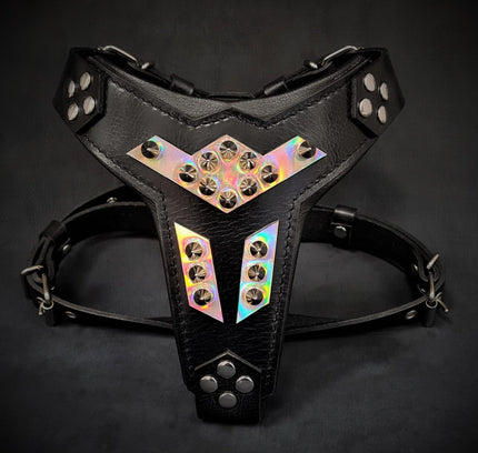 'Midas'' leather dog harness silver medium size-0