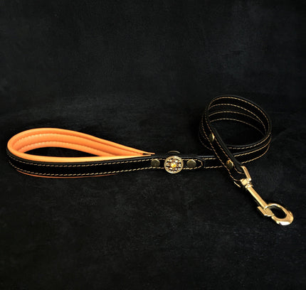 „Bijou“-Geschirr Schwarz & Orange für große Hunde