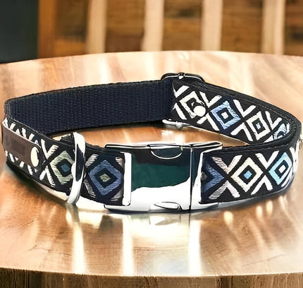 Personalised Cotton Dog Collar: Sapphire Elegance-0