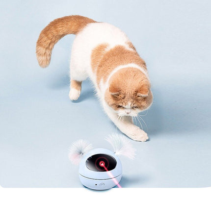 Electric Interactive Cat Toy Ball Feather Infrared Light Tease Tease Cat Stick Toys-4