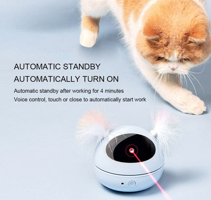 Electric Interactive Cat Toy Ball Feather Infrared Light Tease Tease Cat Stick Toys-2