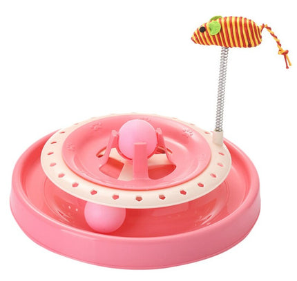 Pet Cat Toys Turntable Spring Mouse Toy Plastic Cat Funny Crazy Amusement Disk Cat Kitten Teaser Pet Interactive Toys-0