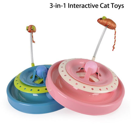 Pet Cat Toys Turntable Spring Mouse Toy Plastic Cat Funny Crazy Amusement Disk Cat Kitten Teaser Pet Interactive Toys-3