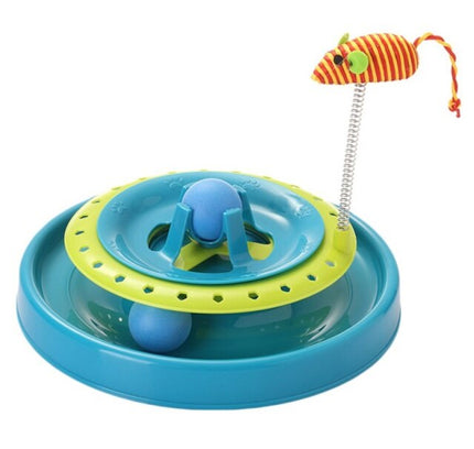 Pet Cat Toys Turntable Spring Mouse Toy Plastic Cat Funny Crazy Amusement Disk Cat Kitten Teaser Pet Interactive Toys-1