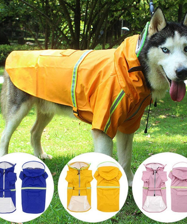 Pet Dog Raincoats Reflective Small Large Dogs Rain Coat Waterproof Jacket Fashion Outdoor Breathable Puppy Clothes 2XL-5XL-1