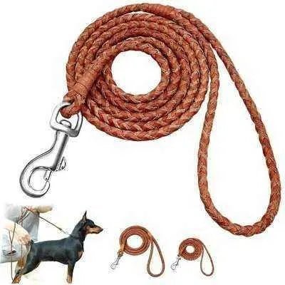 Stylish 4ft Rolled Leather Dog Leash 🐾-4