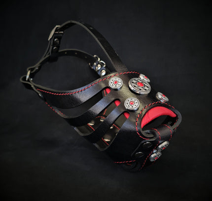The ''Bijou'' Basket Muzzle Black & Red-0
