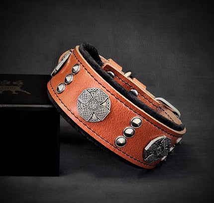 The "Maximus" collar 2 inch wide black & silver-1