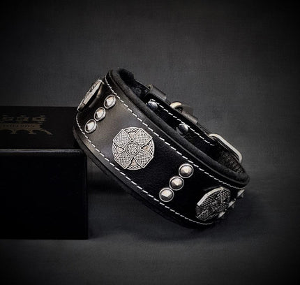 The "Maximus" collar 2 inch wide black & silver-0