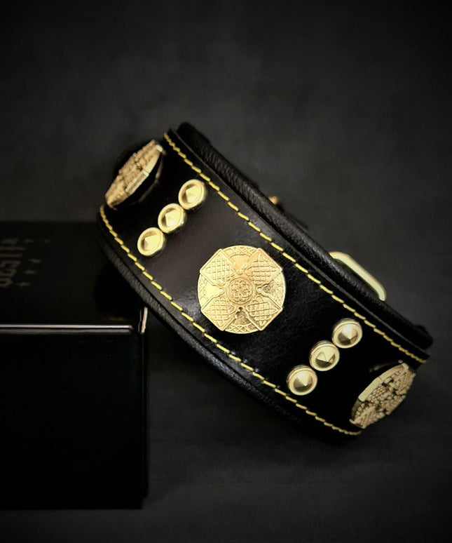 The "Maximus" collar 2 inch wide gold decoration