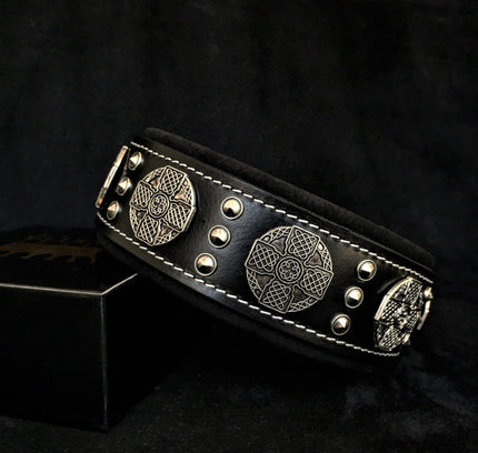 The "Maximus" collar 2.5 inch wide black & silver-0