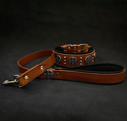 The "Maximus" collar 2.5 inch wide black & silver-3
