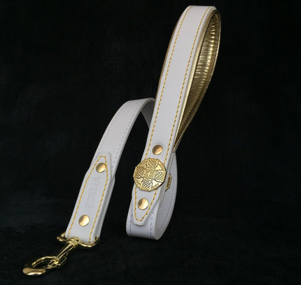 The "Maximus" leash white & gold-0