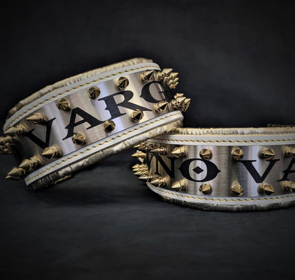 The "Metal" collar White & Gold- personalized!-0